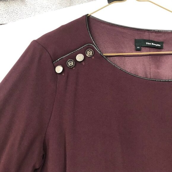 The Kooples Maroon Burgundy gold studded shoulder long sleeve mini dress 38 - Picture 4 of 16
